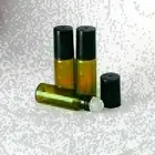 50x Amber Small 5ML Perfume Essential Oil Bottles Roll On Roller Glass Ball New