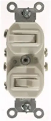 Leviton 05243-0WS White Thermoplastic 15A 3-Way Toggle Duplex Combination Switch