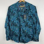 Cody James Authentic Western Shirt Paisley Teal Pearl Snap Men’s Size 2XL NWT