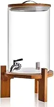 Classic Watertight Beverage Dispenser with Stainless Steel Glass Tap Water Dispenser with Bamboo Wood Holder Borosilicate Glass Dispenser-10.5l