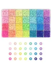 4200pcs Clay Beads for Bracelet Making Kit 28 Colors Flat Round Polymer Jewelry