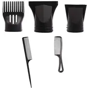 5PCS Black Portable Hair Dryer Nozzle Replacement Set Hair Comb Salon Narrow Concentrator Replacement Blow Flat Nozzle Brush Attachments Hairdressing Styling Tool for Outer Diameter 4.0cm-4.8cm