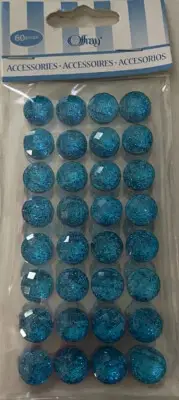 Offray Accessories Turquoise Adhesive button Gems .Craft 60 Pieces