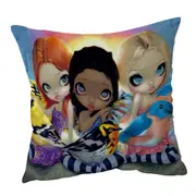 Colorful Painting Three Little Birds and Fairies Cushion Cover