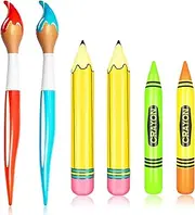 6 Pcs Giant Inflatable Paint Brush Crayon Pencil Set Large Blow Up Pencil Colored Crayon Art Paint Brushes Balloon Prop Kit for Back to School Classroom Events and Birthday Party Decorations