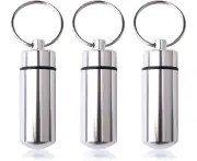 3 Pcs Pill Box Keychain, Pill Box Keychain Waterproof Capsule Outdoor Pill Box Aluminum Waterproof Keychain Pill Box