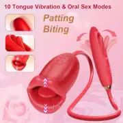 Mouth Biting Oral Clit Vibrator Tongue Licking Clitoral Dildo Stimulator Sex Toy