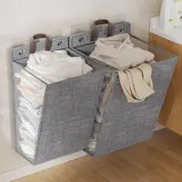 在飛比找momo購物網優惠-【zozo】日式壁掛洗衣籃-中號(可折疊收納 加大容量 髒衣