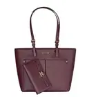MICHAEL KORS JET SET TRAVEL MD DOUBLE POCKET TOTE SHOULDER BAG + WALLET OXBLOOD