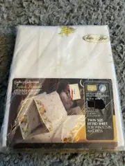 Sears Perma Prest Percale Size Twin Fitted Sheet Vintage French Bouquet Floral