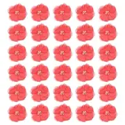 30Pcs 2"Chiffon Flower with Rhinestone Pearl Sewing Fabric Flower,Watermelon Red