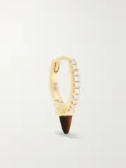 [MARIA TASH] MARIA TASH - 8mm 18-karat Gold, Tiger's Eye And Diamond Single Hoop Earring - One size One size Gold