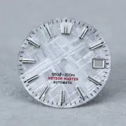 Grey meteorite diall , siver index no lume for NH35/36 movement 28.5mm