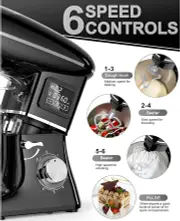 Zuccie Stand Mixer,1500W Electric Dough Mixer with 6 Speeds LCD Screen Timing, Food Mixer with 5.5L
