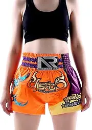 CAMBOS MMA Shorts, Muay Thai, Martial Arts, Cage Fight, BJJ, Boxing, Grappling Fighting Shorts for Men Women Kids(Orange,Small)