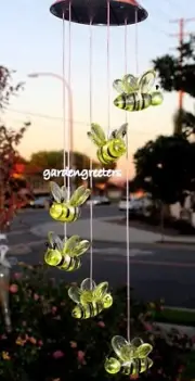 Solar Bee Mobile Windchimes Solar Bee Decor Bumble Bee