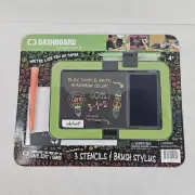 NEW Dashboard By Boogie Board Color Burst Lime Green Stencils Brush Stylus