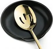 LYEOBOH Spoon Rest for Stove Top, Large Kitchen Spoon Holder, 5 Inch Ceramic Spoon Rest for Kitchen Counter, Cooking Spoon Rest Spatula Holder for Tongs, Ladles, Set of 1, Matte Black