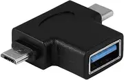 XUMIUZIY Mini 2 in 1 Micro USB + USB 3.1 Type-C Male to 3.0 Female OTG Converter Adapter for Mobile Phone/Tablet, Quick and Easy Data Reading and Backup Without Host.