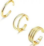 [Kakonia] 14K Gold Filled Toe Rings for Women Gold 14K Trendy Thin Band Toe Rings Set Beach Foot Jewelry for Summer Open Adjustable Toe Rings