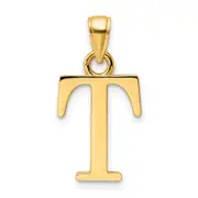 14k Yellow Gold Polished Letter T Pendant