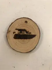 2.5” Hand Burned Pyrography Ornament “Speedboat” Vector