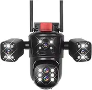 10K 20MP Security WiFi Camera Five Lens Four Screen Surveillance Cam Ai Track 10x Optical Zoom Waterproof Outdoor CCTV Cam Home(U/K,10K 10XZoom 64G)