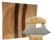 Large Alaska Ulu Bowl Set Salmon Etched Handle
