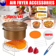 8" Air Fryer Accessories Silicone Mat Pizza Pan Cake Barrel Bread Holer BBQ Rack