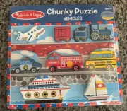 New & Sealed! Melissa & Doug Fresh Start Chunky Puzzle Vehicles