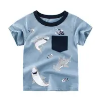 在飛比找momo購物網優惠-【Baby 童衣】兒童T恤 前口袋鯊魚短袖上衣 88474(