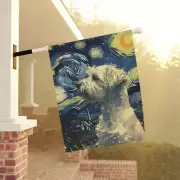 Salt & Pepper Schnauzer Dog Starry Night Flag, Mini Schnauzer Dog Van Gogh Flag