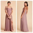 Birdy Grey Devin Convertible Chiffon Maxi Bridesmaid Dress Dark Mauve Sz M NEW