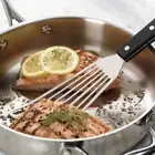Fan-shaped Slotted Turner with Wooden Handle Fish Spatula Kitchen Tools