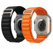 2X Alpine G Hook Wristband For Apple Watch Series 8 /7 /SE /6 /5 /4 /3 /2 /1 Ultra Strap Replacement Wrist Band 38mm 40mm 41mm (Black + Orange)