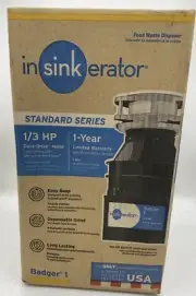 (NEW)( InSinkErator Badger 1) - 1/3 HP Garbage Disposal Food Waste Disposer