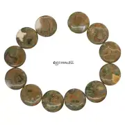 12 Rhyolite / Rain Forest Jasper Flat Round Coin Beads 16mm #85462