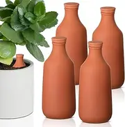 DoubleFill 4 Pcs 24oz Ollas Terracotta Watering Pots Self Watering Planter Insert Terracotta Globes Clay for Outdoor Indoor Garden Plants, Easy to Refill