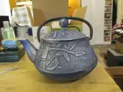 Japanese Tetsubin Cast Iron Teapot with Stainless Steel Infuser Blue With Box