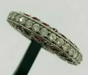 Round Cut 2.40 Ct Diamond & Ruby Art Deco Vintage Engagement Ring 925 Silver