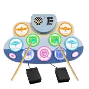 Electronic Drum Set, Roll Up Drum Practice Pad with Headphone Jack Built-in S...