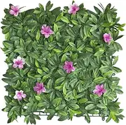 EZY Hedge and Plants 20"x 20" Pink Petal Artificial Hedge Tile Fake Green Wall Hedge Panel Suitable for Outdoor Indoor Garden Privacy Fence Backyard Screen and Decor, 50 x 50cm