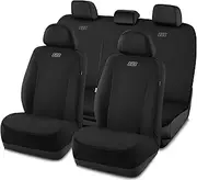 Skechers Slip-ins Seat Covers, Premium Breathable Polyester Car Seat Covers, Car Seat Covers Full Set Airbag Compatible, Automotive Comfort for Most Cars, Vans, Trucks, SUVs (Full Set,Black)