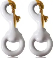 Anley Flag Accessory - 1 Pair White Rubber Coated Brass Swivel Snap Hook 3.3 In