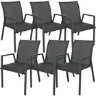 Iberia 6pc Set Aluminium Outdoor Dining Table Chair Charcoal Divano