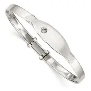 925 Sterling Silver CZ ID Adjustable Bangle Bracelet