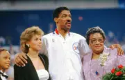 Philadelphia 76ers Julius Erving poses with his wife Turquoise and- Old Photo