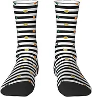 [EdWal] Soft Glitter Rainbow Polka Dot Stripe Black and White print Moisture Wicking Socks Sports Socks for Men and Women Warm thermal Boot Hiking Socks
