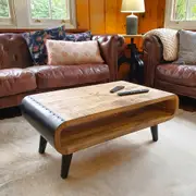 [MANGO TREES]"Oxley" Wooden Coffee Table 90cm Rough Finish