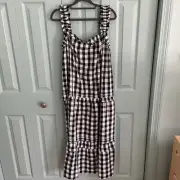 Old Navy Women’s Buffalo Check Plaid Black White Tiered Tank Maxi Dress XL